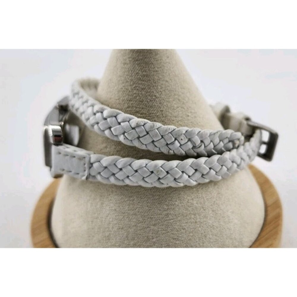 LACOSTE Stainless Steel Wristwatch White Braided‎ Genuine Leather Band Working - Picture 2 of 13